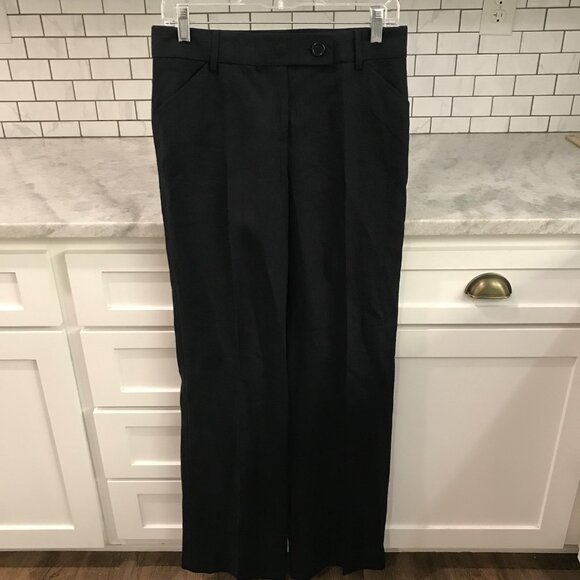 New J Crew Linen Pants Womens Tall 4 Black Wide Leg Trouser Business Formal - Picture 1 of 9